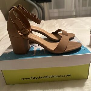 Cityclassified Beige Block Heel Sandals